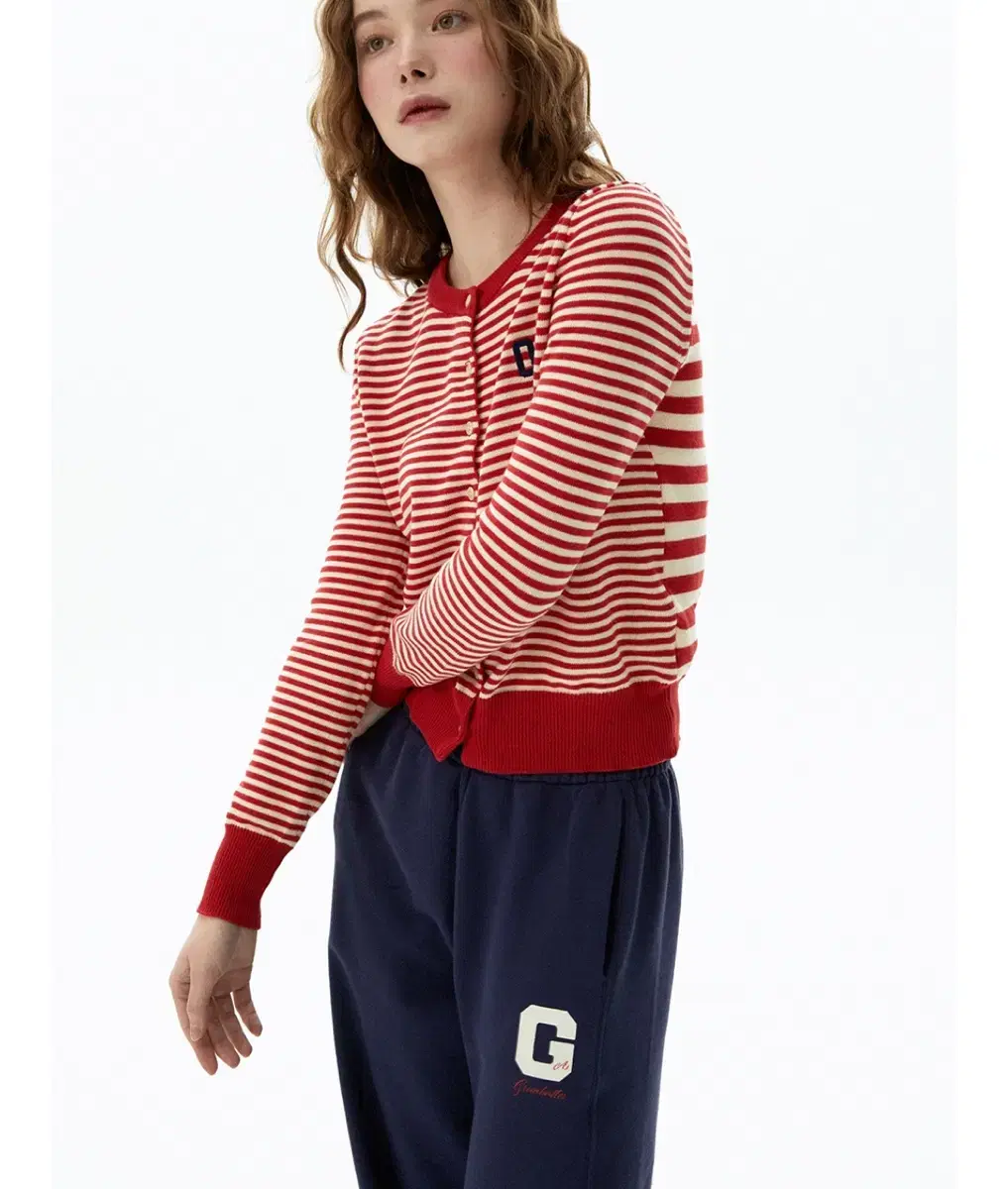 그린버터 washable stripe cotton cardigan